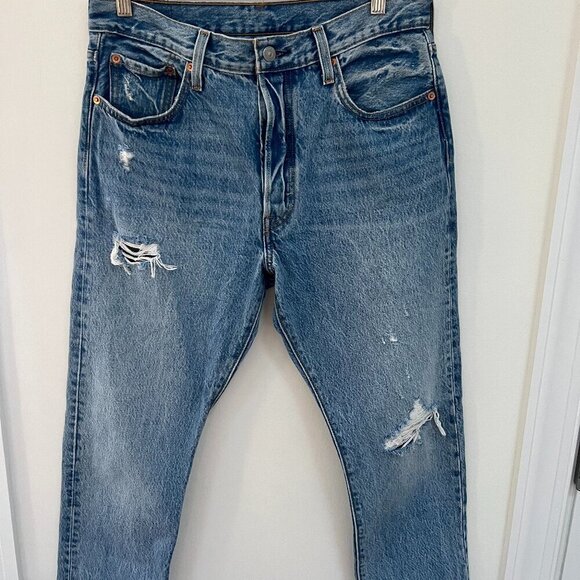 Levi's 501 Jeans Skinny Button Fly 30x29 Women’s High Rise Distressed - Picture 10 of 11
